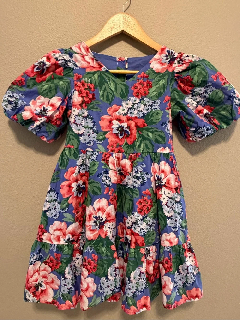 Janie & Jack Blue Floral Puff-Sleeve Dress 8